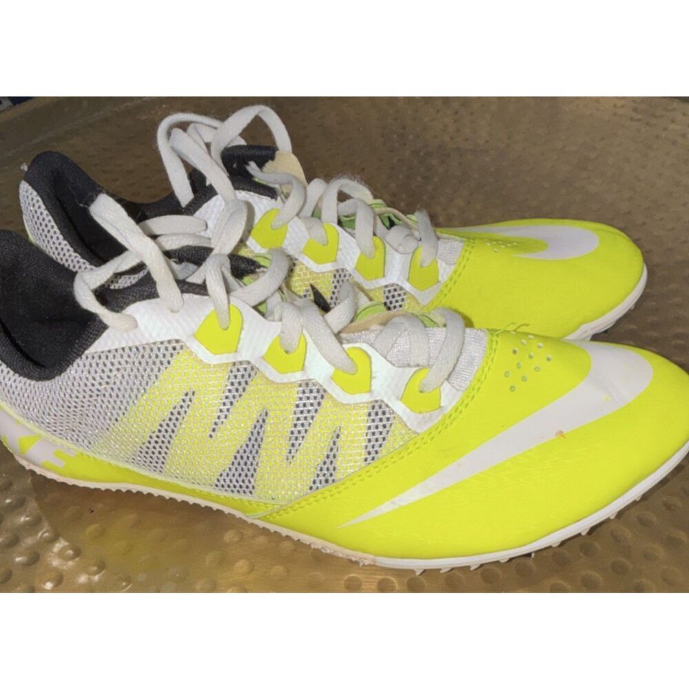 Nike Rival S Track Running Spikes Yellow White Athletic Shoes size 10